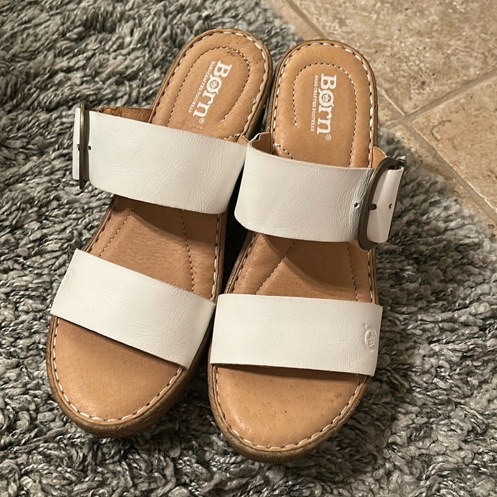 Born White Leather Sandals